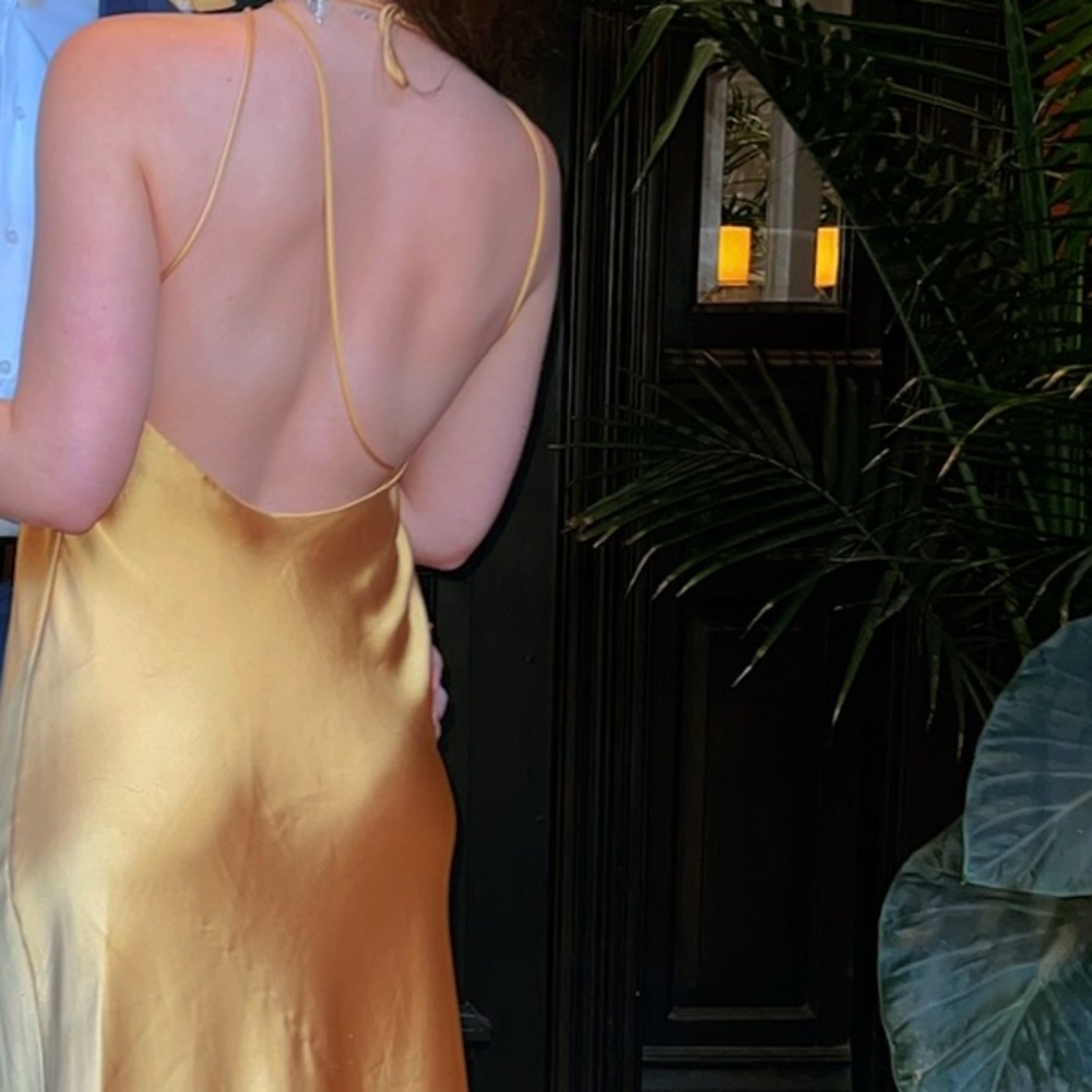 Elegant Gold Satin Gown